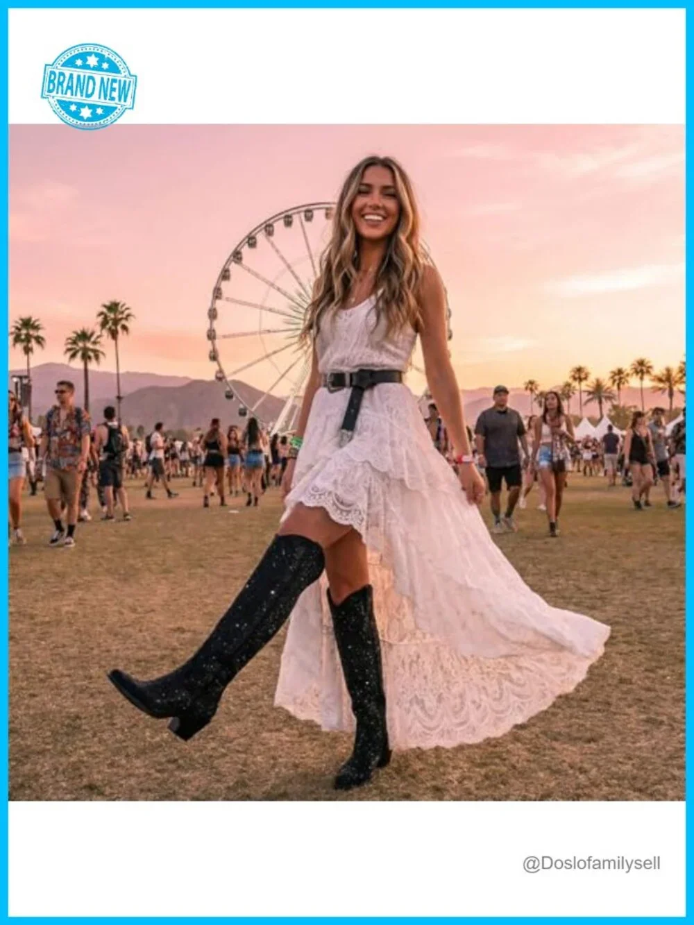 Rhinestone Cowboy Boots, Sparkly Over the Knee Cowgirl Boots, Pointed Toe Knee